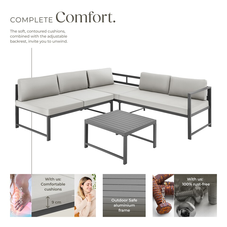 image 1 of Garden Lounge Set Faro Corner Sofa Outdoor Aluminium