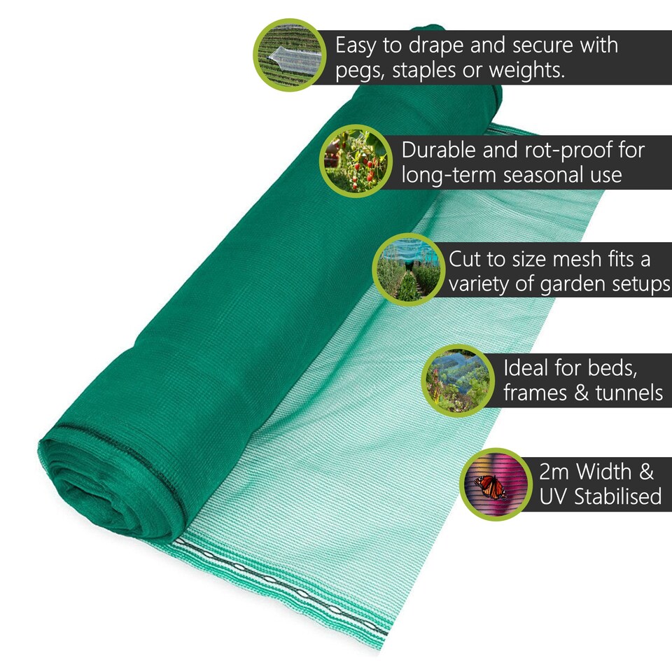 image 1 of Pegdev Green Strawberry Netting UV Mesh for Fruit Plants Birds Away 17m