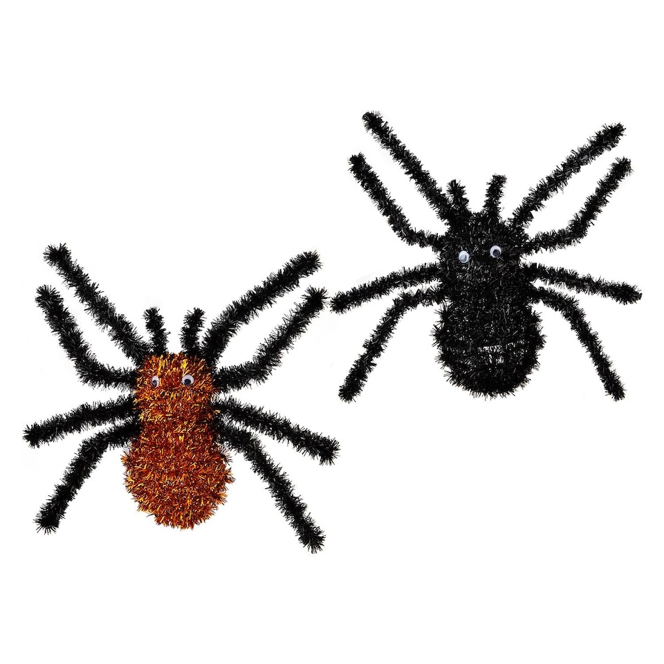 vfm-estore Halloween Tinsel Spiders 4-Pack - Black-Orange Party Decorations
