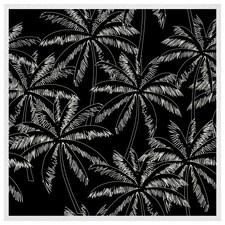 White palm trees on black (Picture Frame) White | M