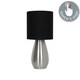 image 2 of First Choice Lighting Bullet Satin Nickel Touch Table Lamp with Black Fabric Shade Silver | Black