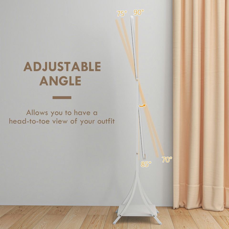 image 1 of HOMCOM LED Lighted Full Length Mirror, Floor Standing Mirror with Storage Shelf
