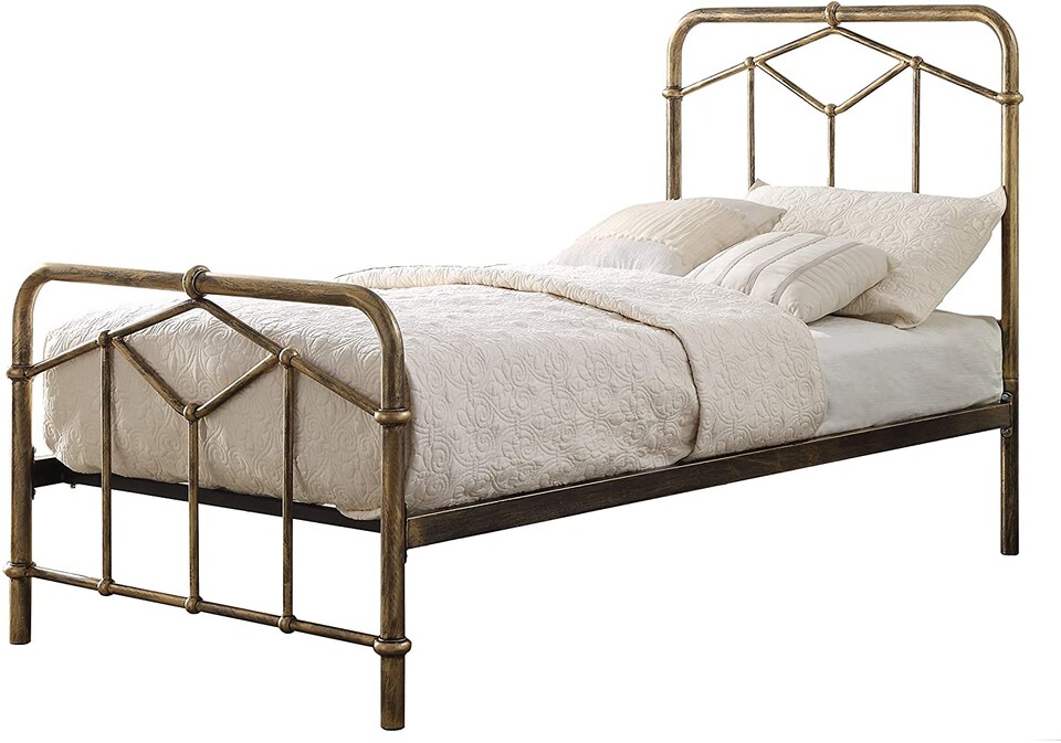 image 1 of 3ft Single Retro bed frame,antique bronze,metal.Rustic,industrial tubular | Bronze | Single
