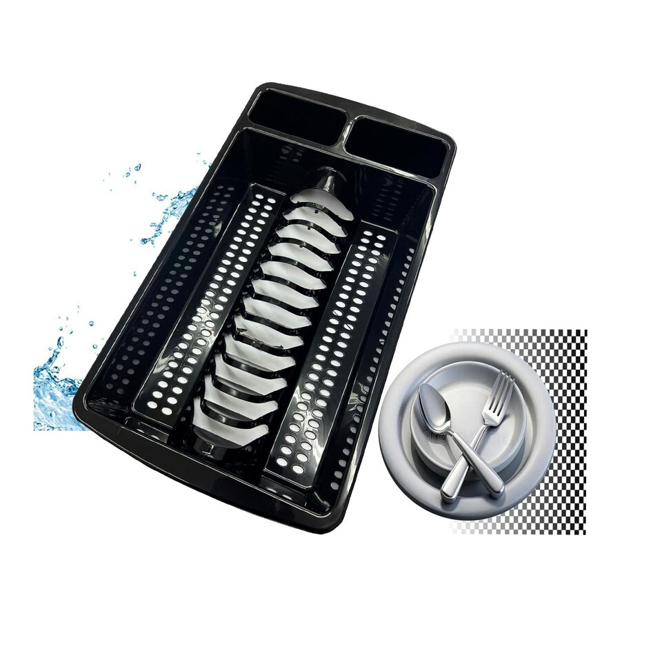 image 1 of 1 X Black High Grade Dish Drainer Rack Kitchen Utensil Holder Drying Rack Black