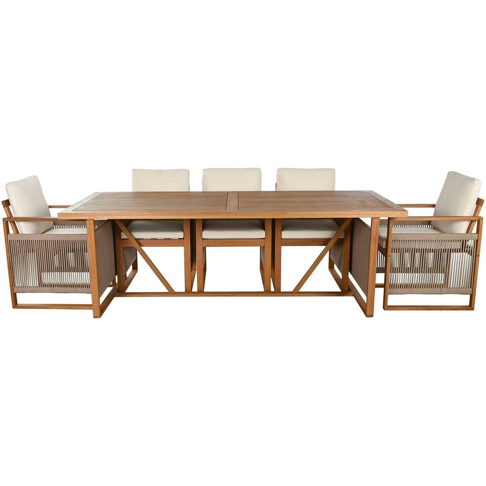 image 1 of Table set with chairs Home ESPRIT Brown Rope Eucalyptus wood 230 x 100 x 75 cm N/A