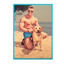 Humour Birthday Card - Man On Beach With Dog
