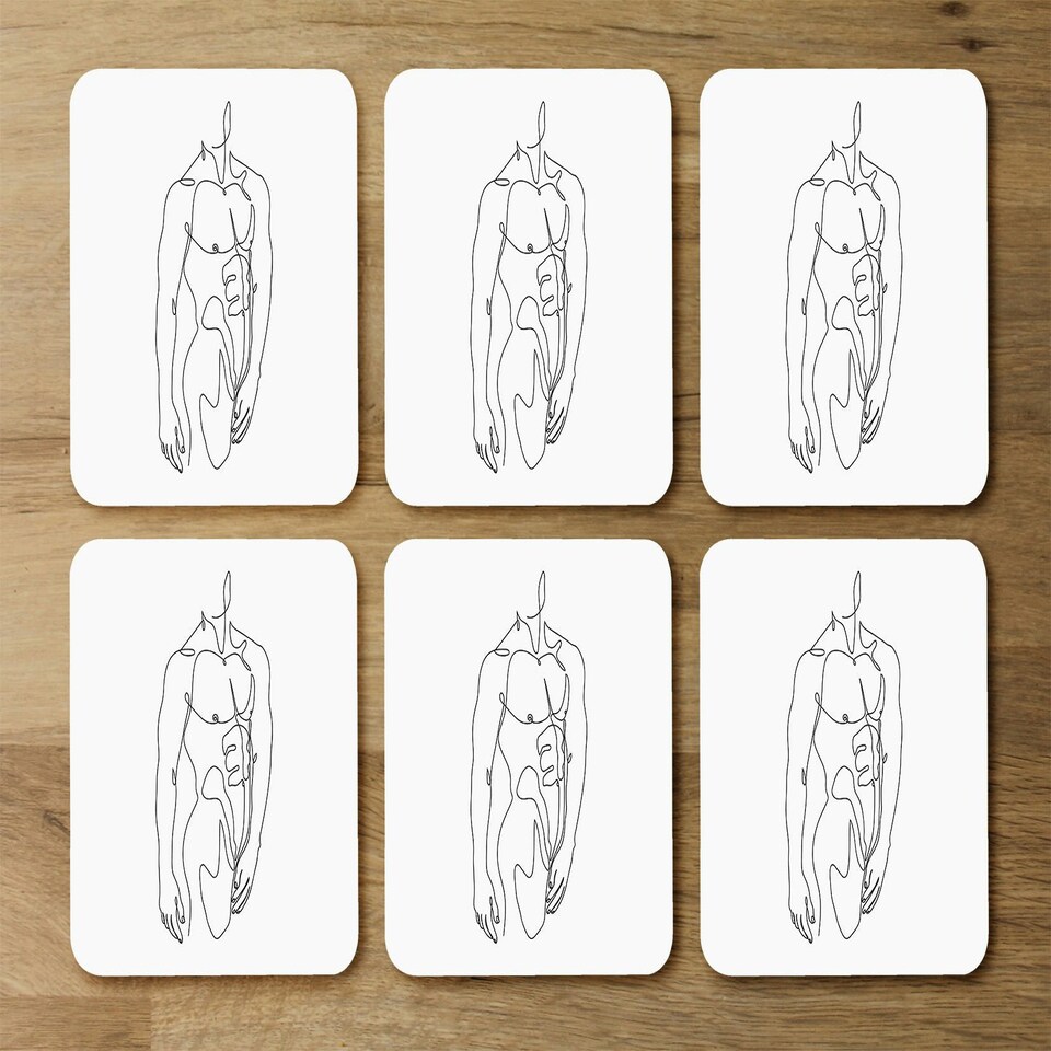 image 1 of line art of male body (Placemat & Coaster Set)
