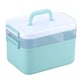 image 1 of Portable Sewing Accessories Box Kit 2 Layer Storage Organiser Trays Carry Handle | Multi | Mint Green