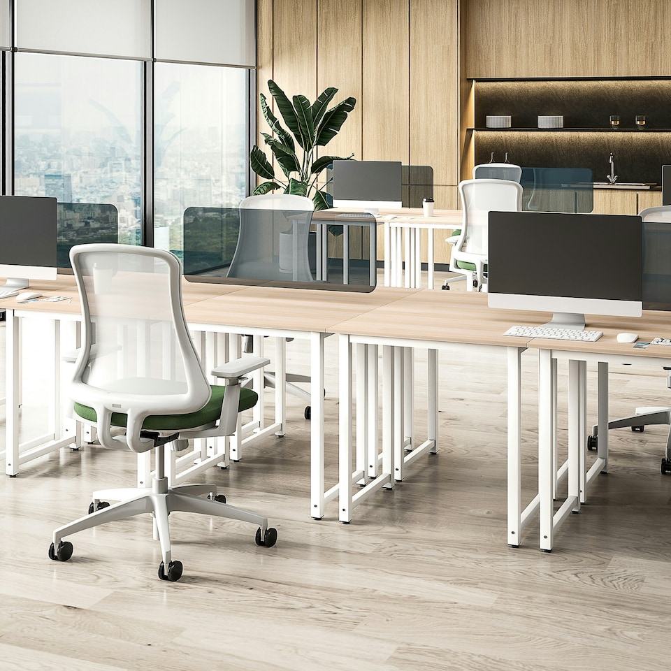 image 1 of HOMCOM Modern Computer Desk, Writing Table with Metal Frame, White | Multi | 80W x 60D x 76Hcm