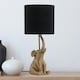 image 9 of First Choice Lighting Elephant Gold Resin Table Lamp With Black Fabric Shade Gold | Black