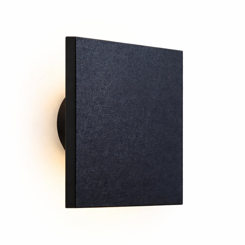 image 1 of CGC BAILEY Black Square LED Wall Light 8W 4000K 700lm IP65 Back-Lit Halo Polycarbonate