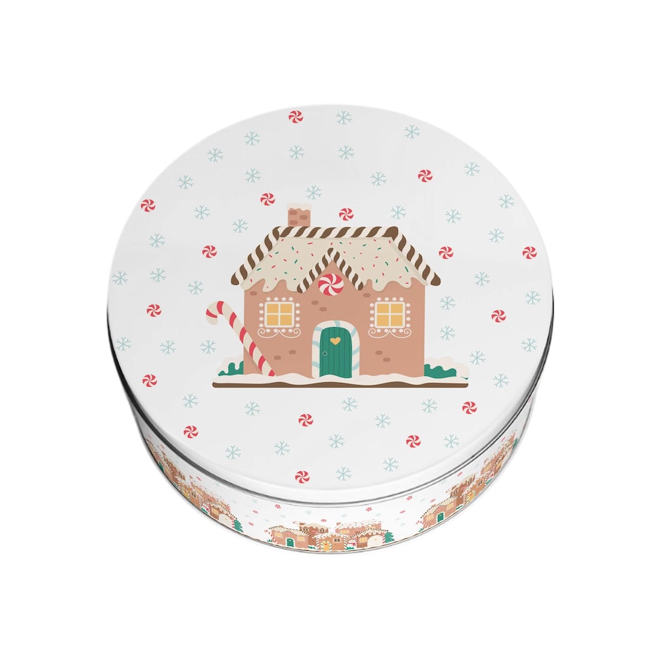 image 1 of Gingerbread Houses Round Christmas Cake Tin