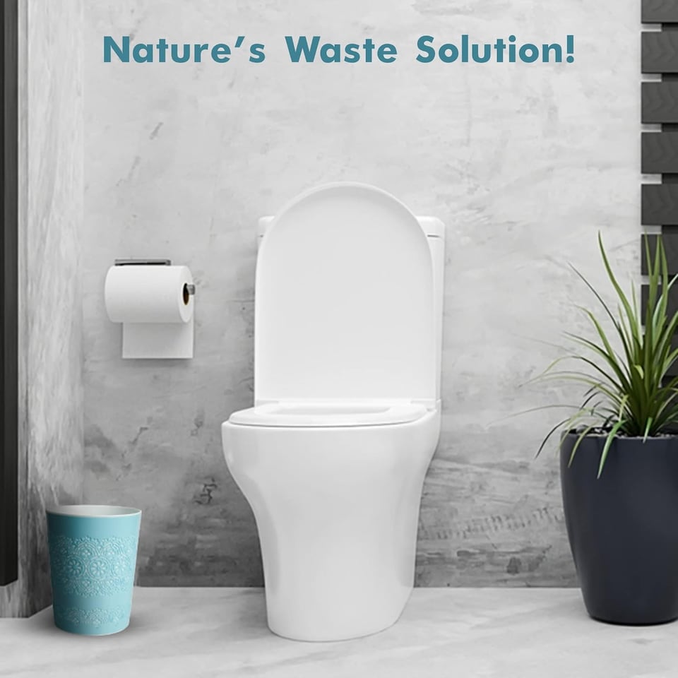 image 1 of Blue Canyon Blue Flora 9L Waste Bin Stylish Plastic Rubbish Container for Office Kitchen Bathroom and Home Use