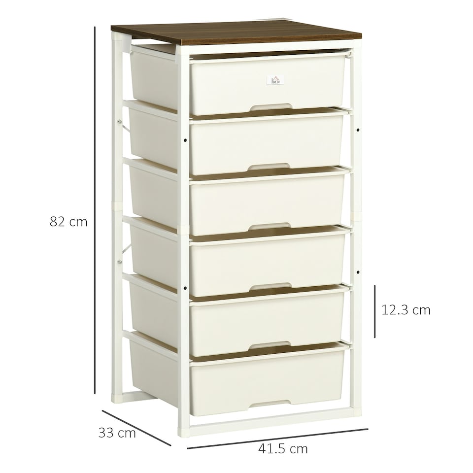 image 1 of HOMCOM Chest of Drawers, 6 Drawer Unit Storage Chest Bedroom