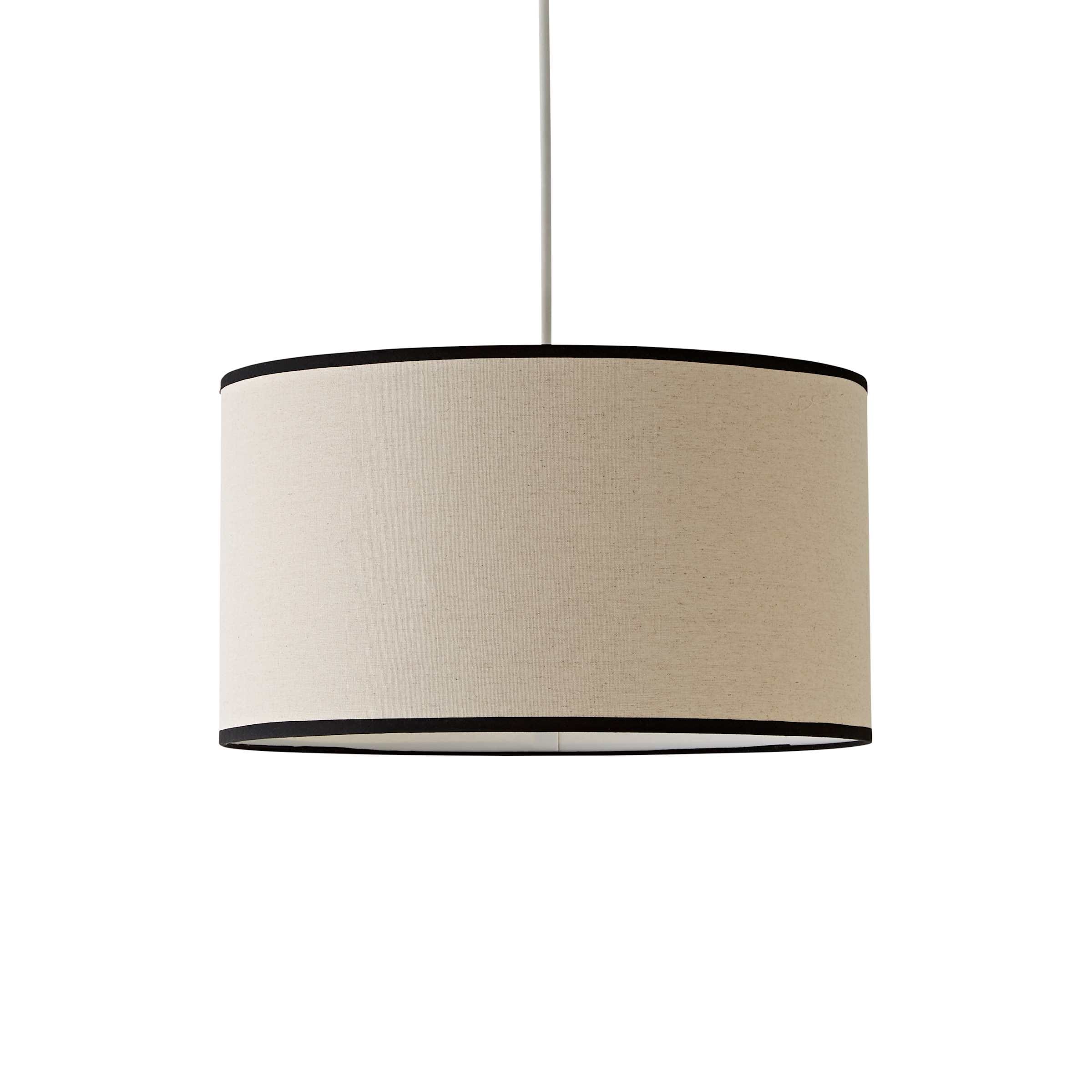 ValueLights Eva Natural Linen Fabric Ceiling Floor Table Large Drum Lamp Shade with LED Bulb in Black