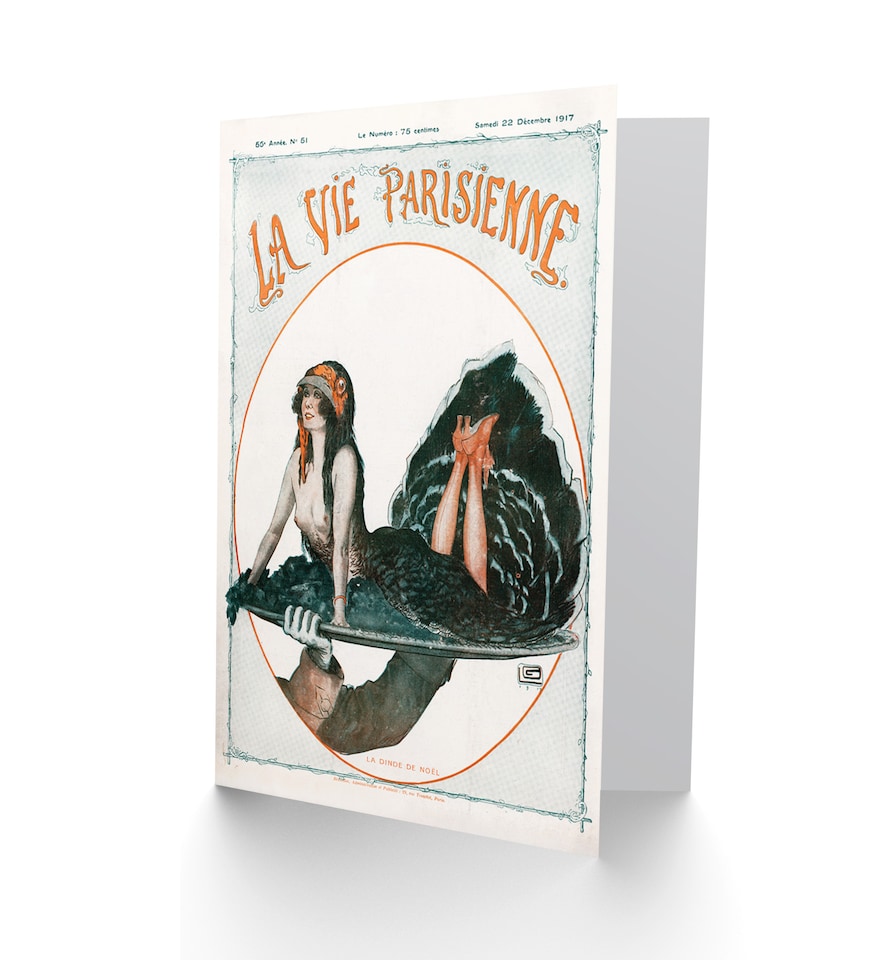 image 1 of La Vie Parisienne Christmas Turkey Magazine Cover Greetings Card