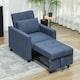 image 2 of HOMCOM Convertible Single Chair Bed with Upholstered Fabric, Blue 