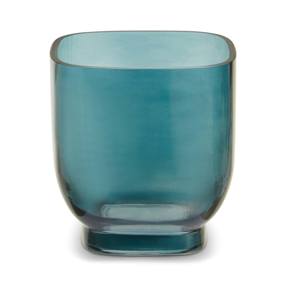 image 1 of Interiors by Premier Blue Glass Vase, Minimalist Flower Vase, Decorative Glass Vase in Curves, Small Flower Vase for Living Room | Blue