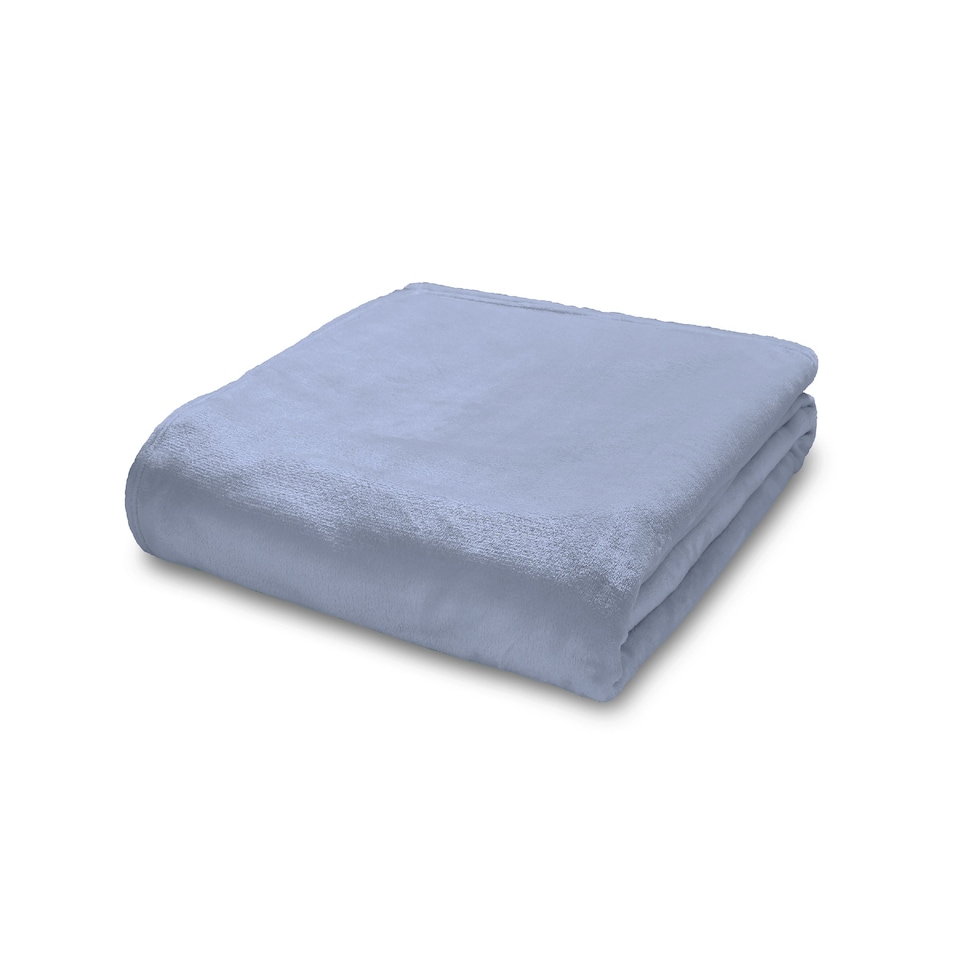 image 1 of Catherine Lansfield Extra Large Raschel Velvet Touch Blanket Throw | Blue | Lansfield Blue