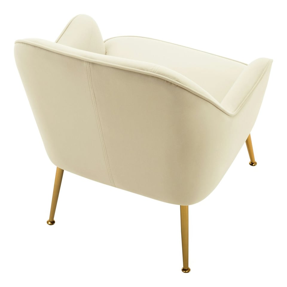 image 1 of Living and Home Contemporary Upholstered Armchair with Gold-Plated Feet - White