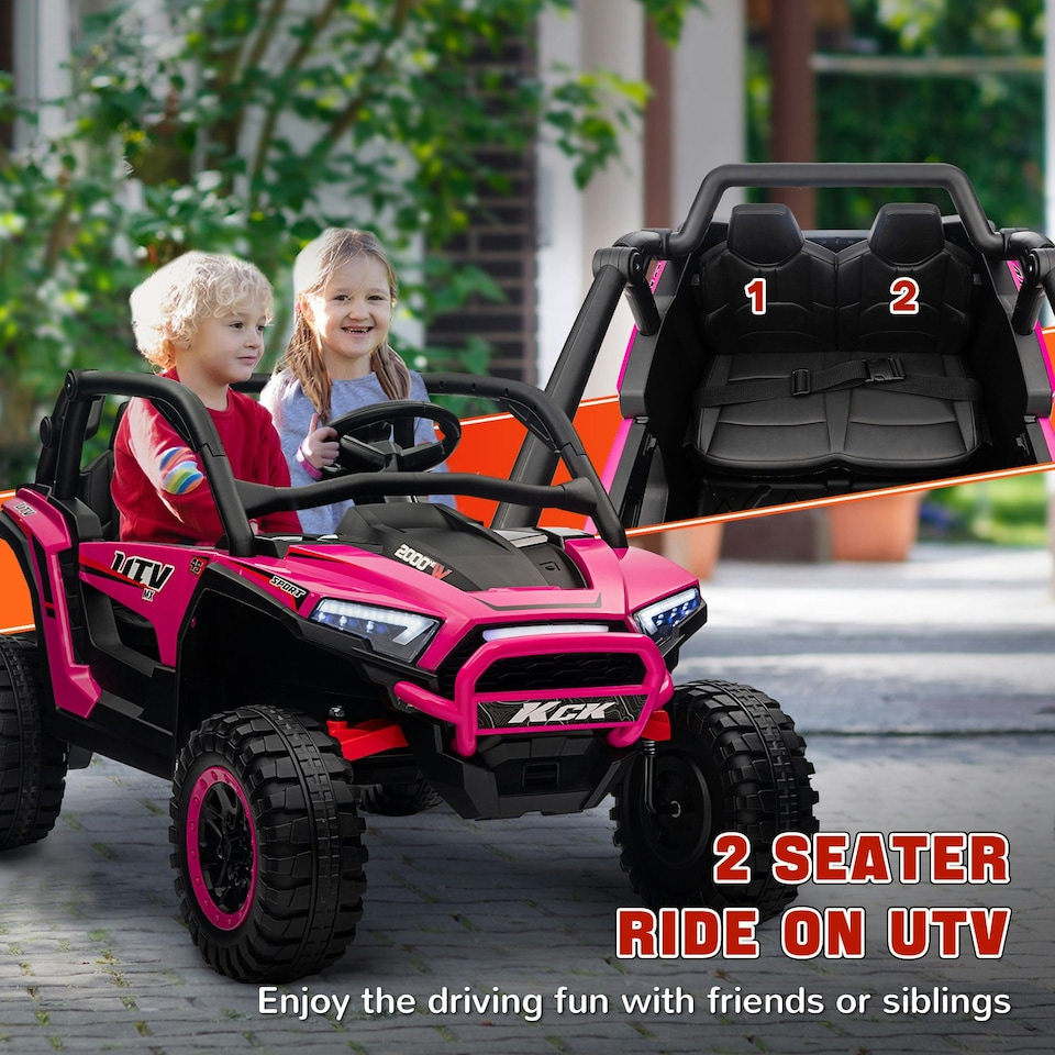 image 1 of AIYAPLAY 2 Seater 24V 7AH Ride on Truck w/ Spring Suspension, Pink