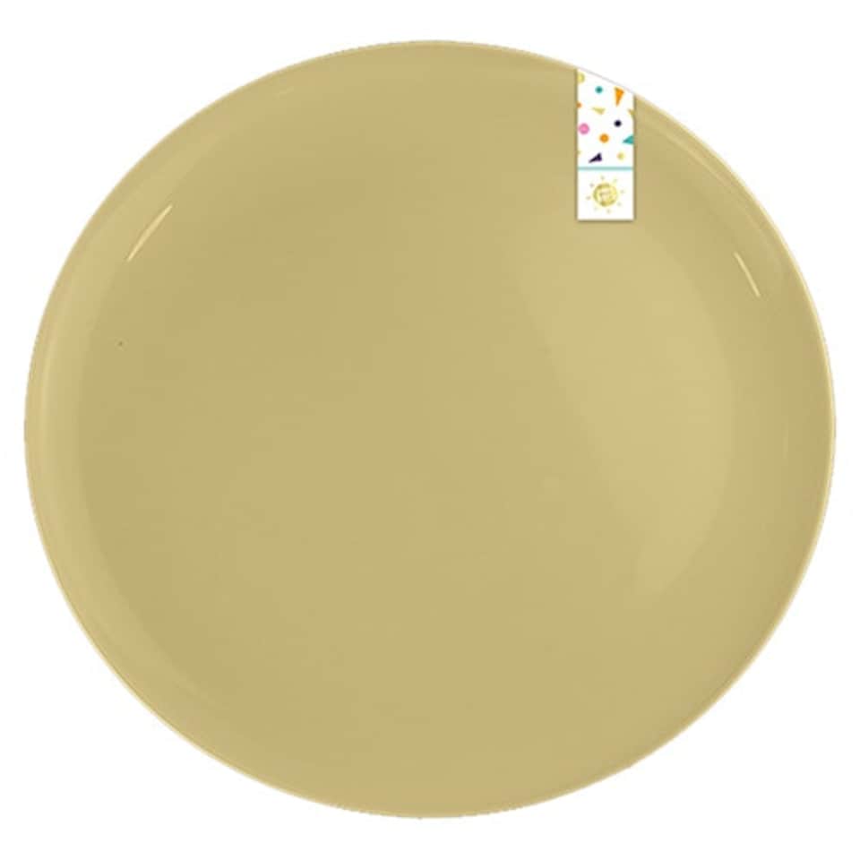Sunshine Yellow Round Reusable Plastic Plates 25cm - Pack of 2