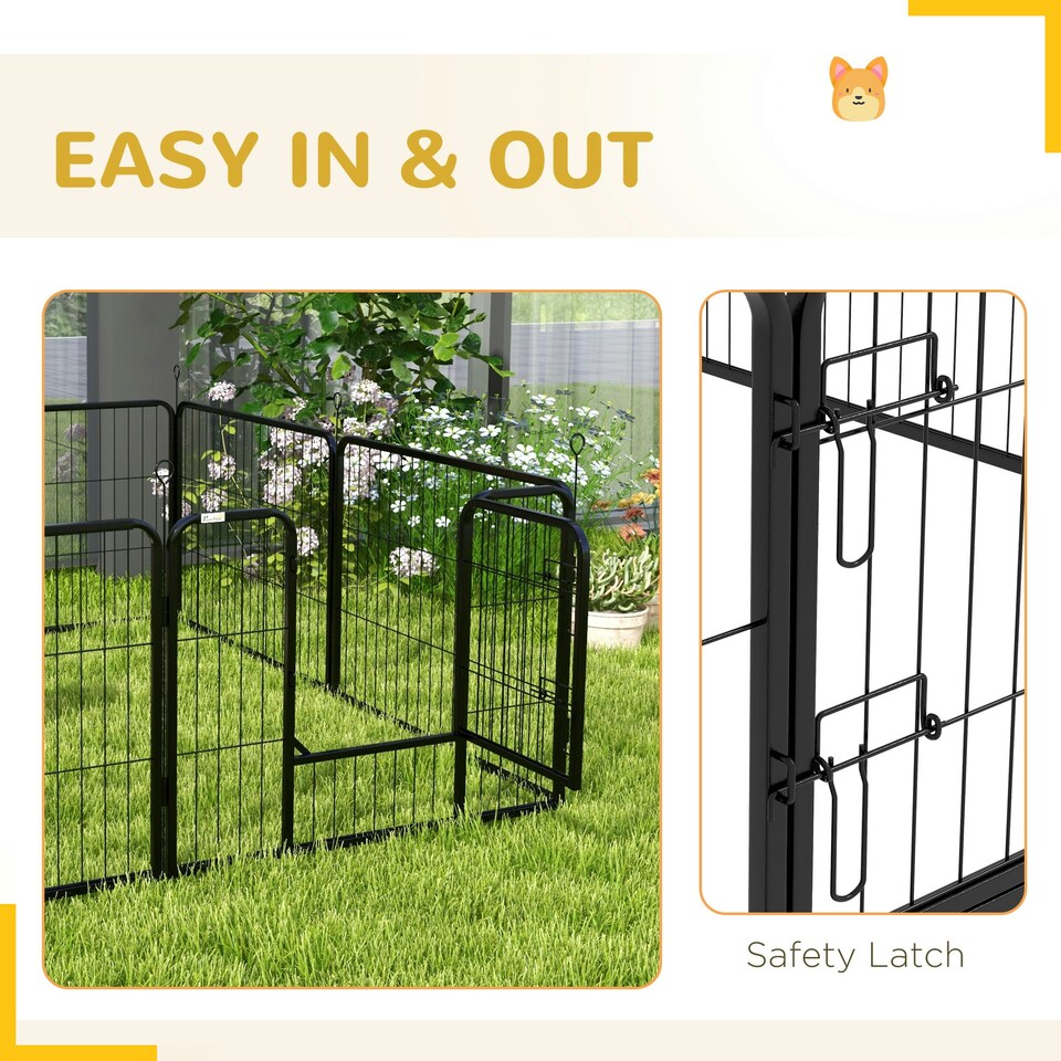 image 1 of Pawhut Pet Pen Guinea Dog Pig Puppy Playpen Play House Steel Hutch Metal Grey