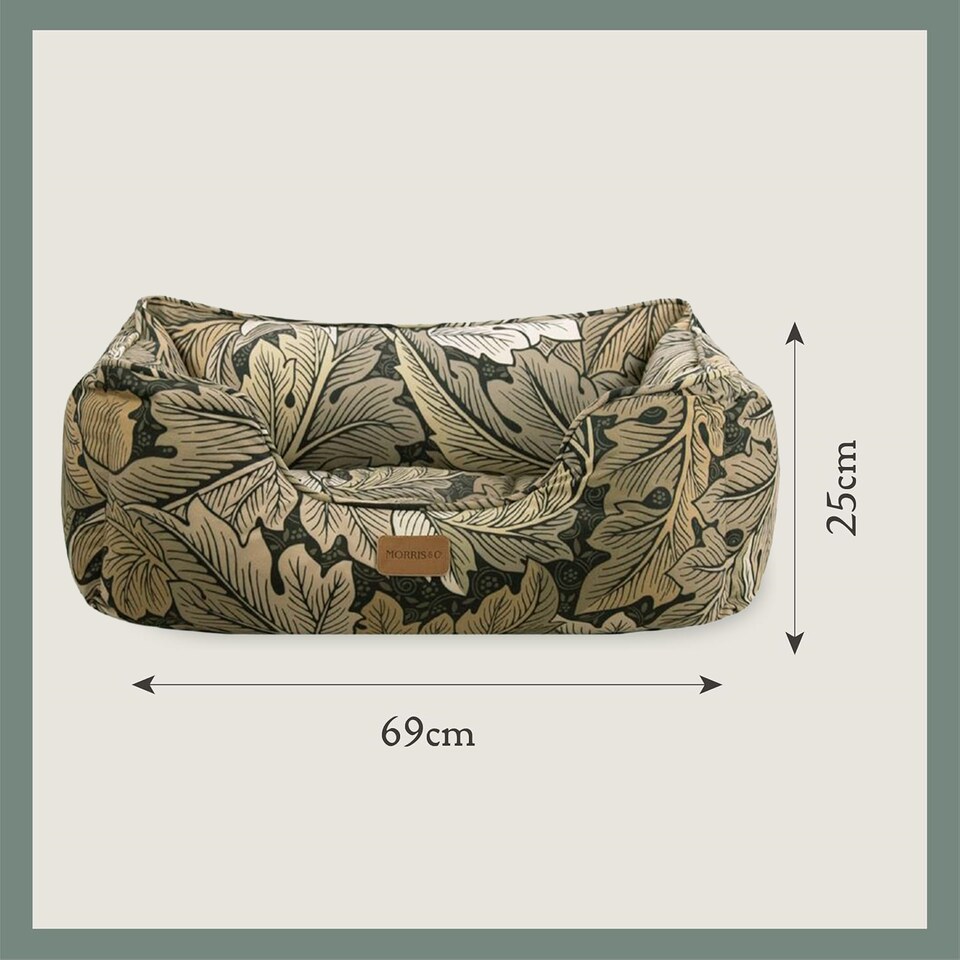 image 1 of Morris & Co. Green Acanthus Print Dog Pet Box Bed | Green | Patterned