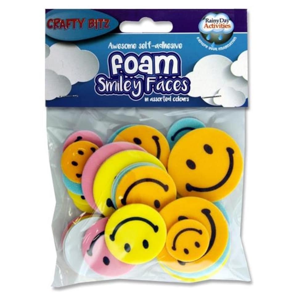 Pack of 30 Smiley Faces Foam Stickers by Crafty Bitz [DNLE]