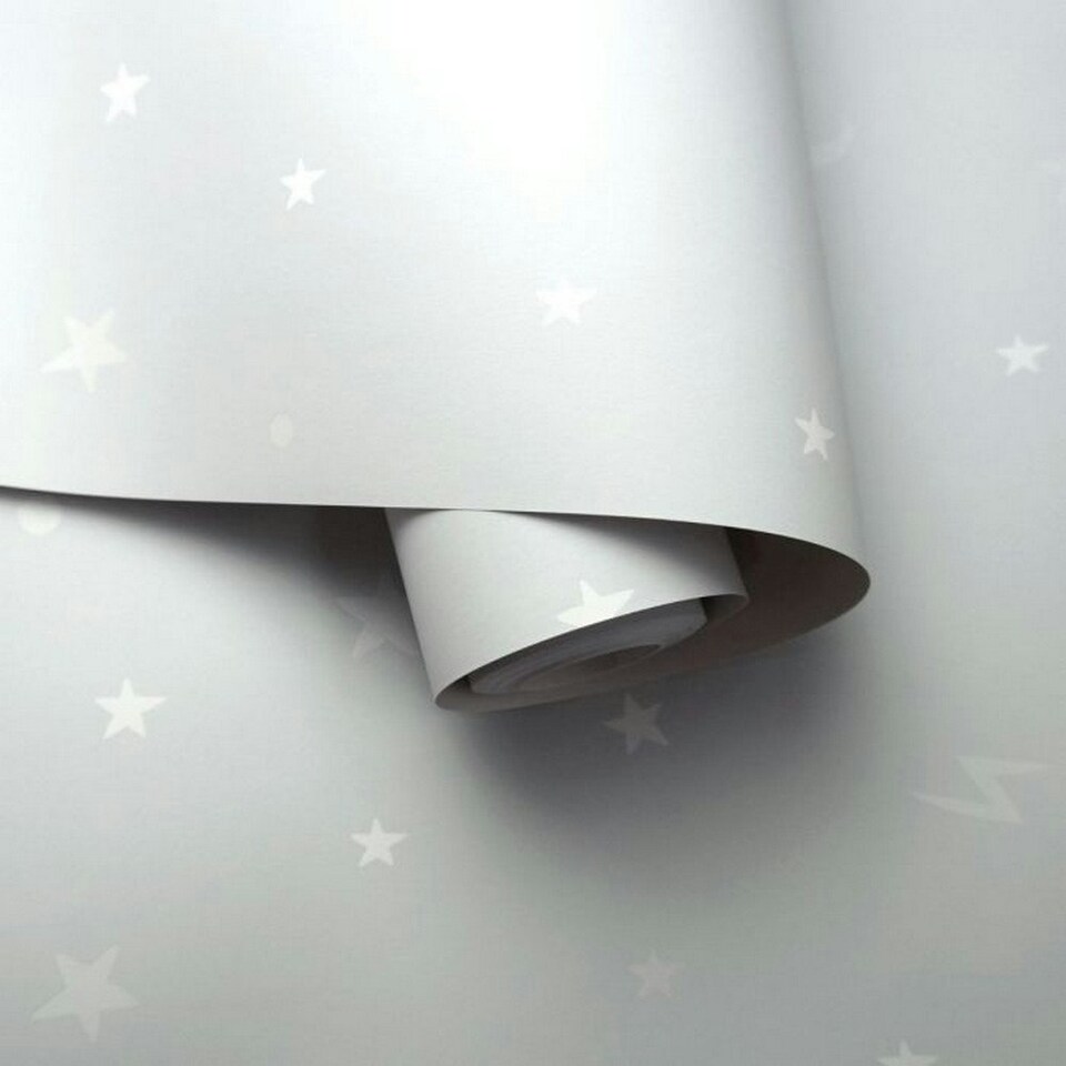 image 1 of Holden Décor Over The Rainbow Glow In The Dark Wallpaper - Grey/White - 32.8ft x 21in Grey