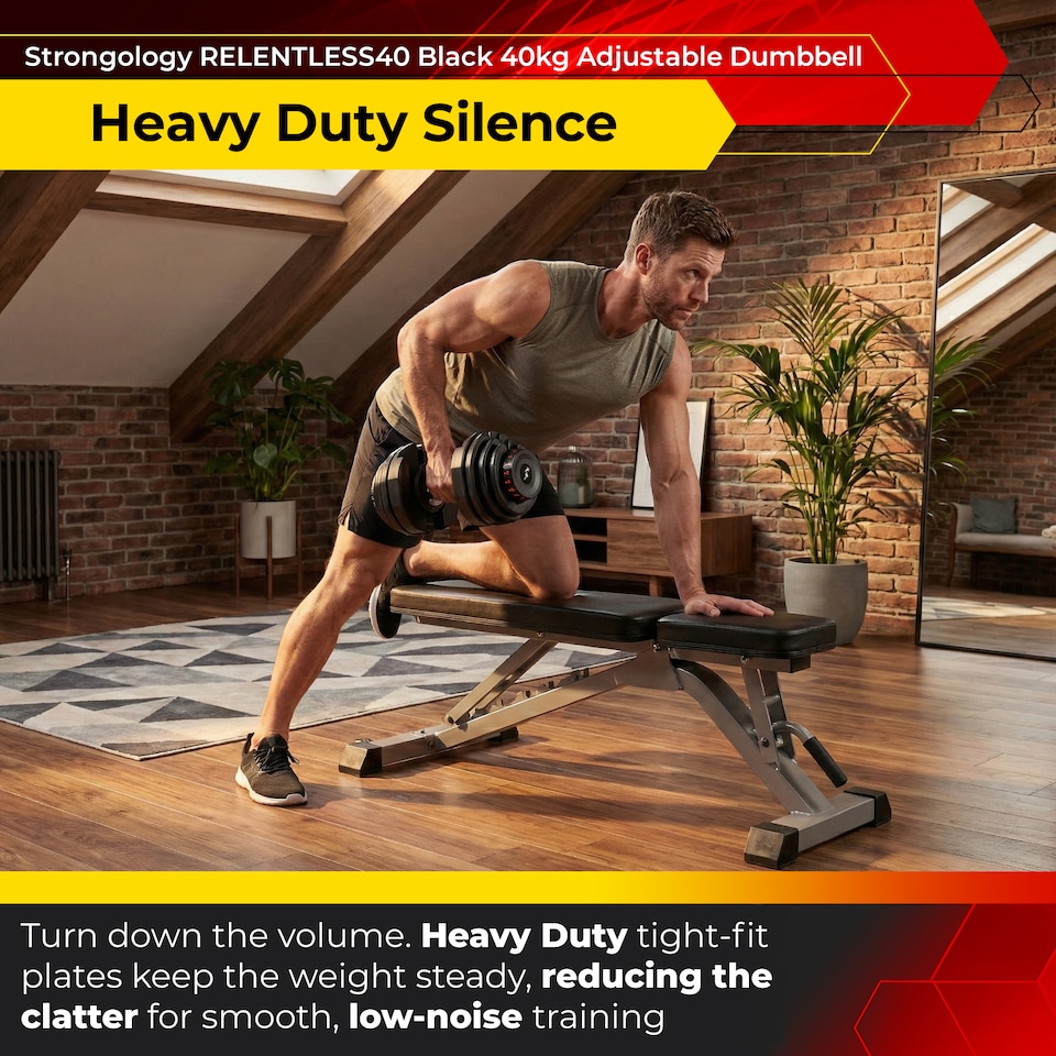 image 1 of Strongology Adjustable Smart Dumbbell Pair from 5kg to 40kg Home Fitness Weights