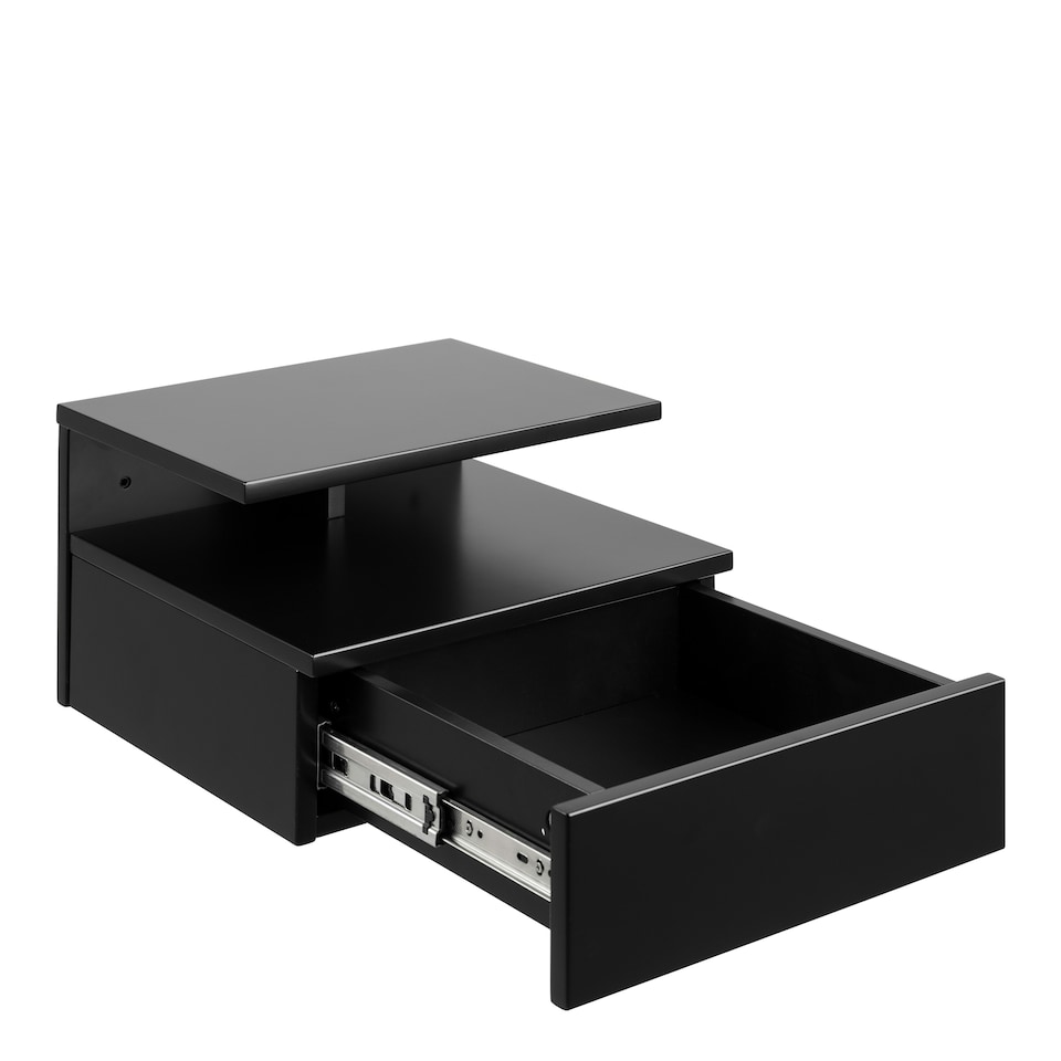 image 1 of Ashlan Bedside Table with 1 Drawer in Black