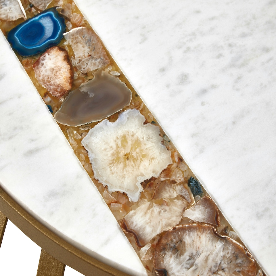 image 1 of Premium Round Coffee Table, Marble Top Decorative Coffee Table For Livingroom, Durable Modern Coffee Table White