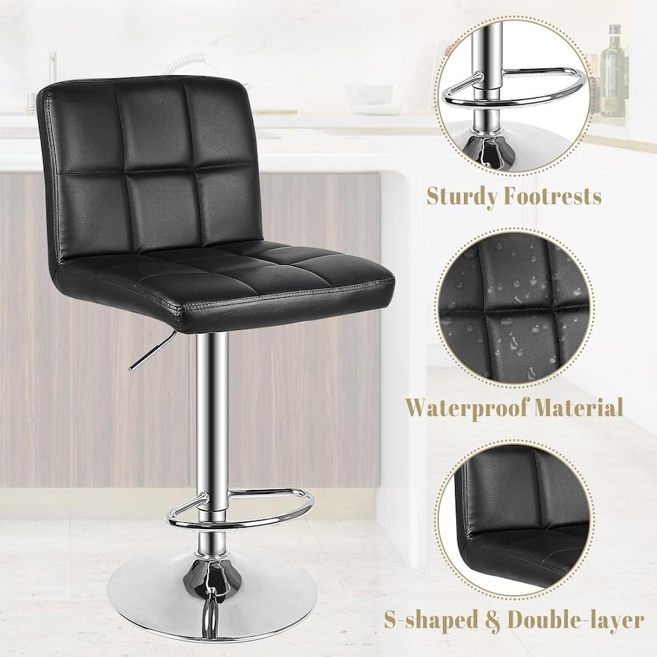 image 1 of Rattantree Bar Stool Set Of 2 Swivel Upholstered Height Adjustable Bar Stool