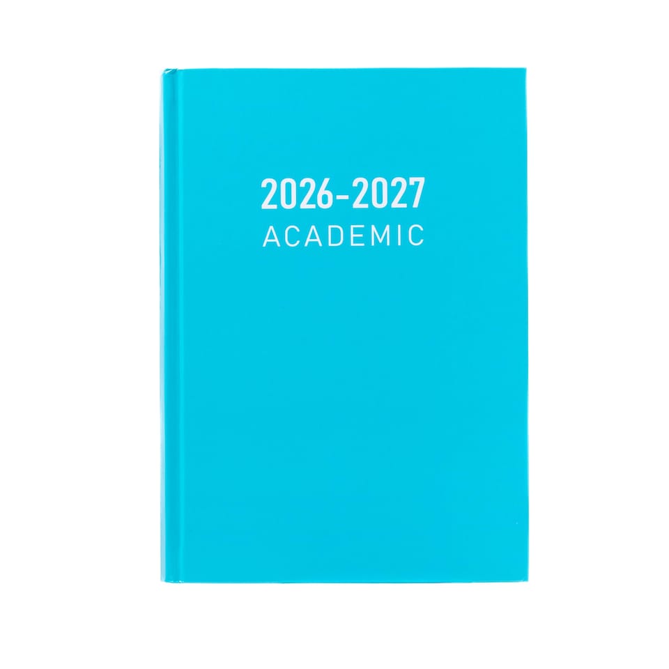 image 1 of 2026 2027 Academic Diary A5 Week to View - Mid Year Student Planner August 2026 to July 2027 - Hardback School College Organiser with Ribbon Bookmark (Turqu) | Blue | Baby Blue