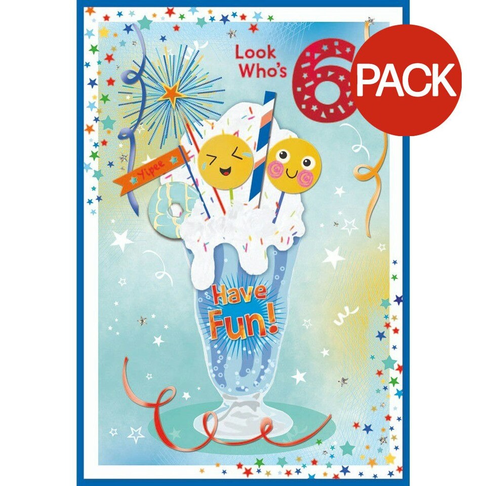 image 1 of Simon Elvin Look Who´s 6 Ice Cream Birthday Card (Pack of 6) - Multicoloured - One Size Red | One Size