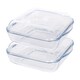 image 1 of Argon Tableware Square Glass Oven Dishes with Lid - 24cm x 21cm - Pack of 2 | Clear | Clear | 24cm x 21cm