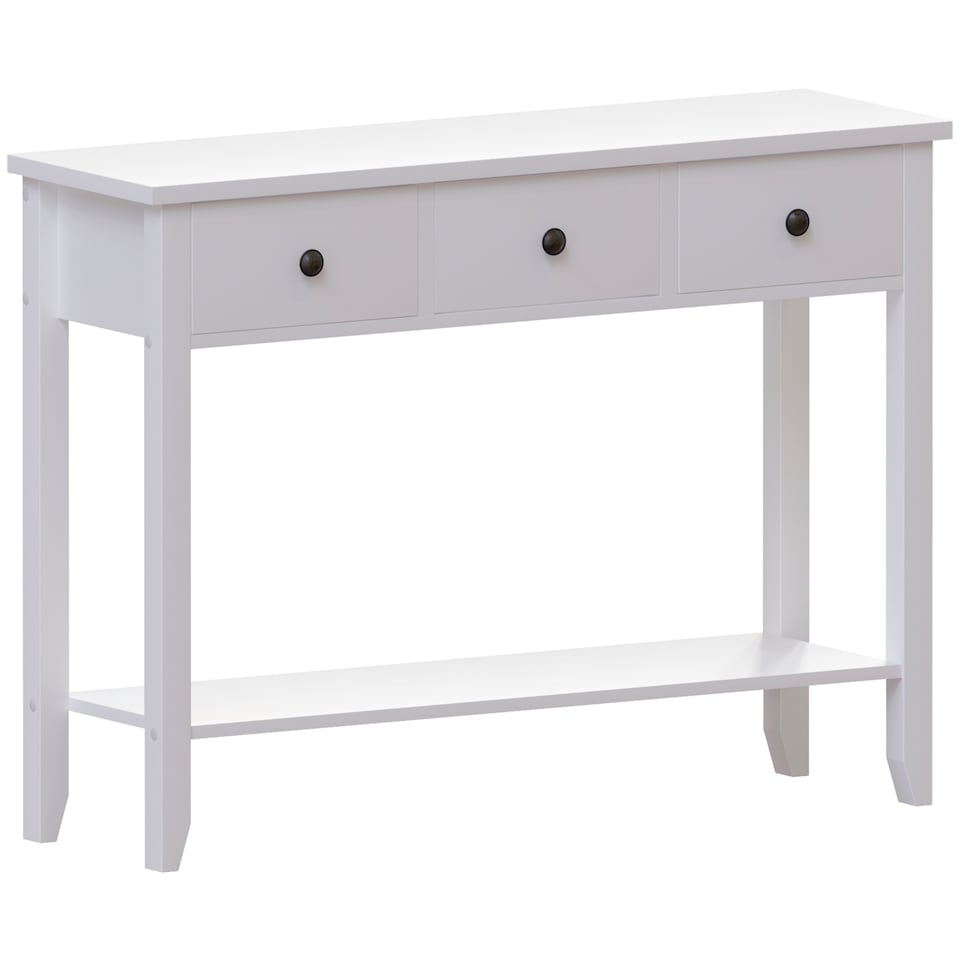 image 1 of Vida Designs Windsor 3 Drawer Console Table With Shelf, White