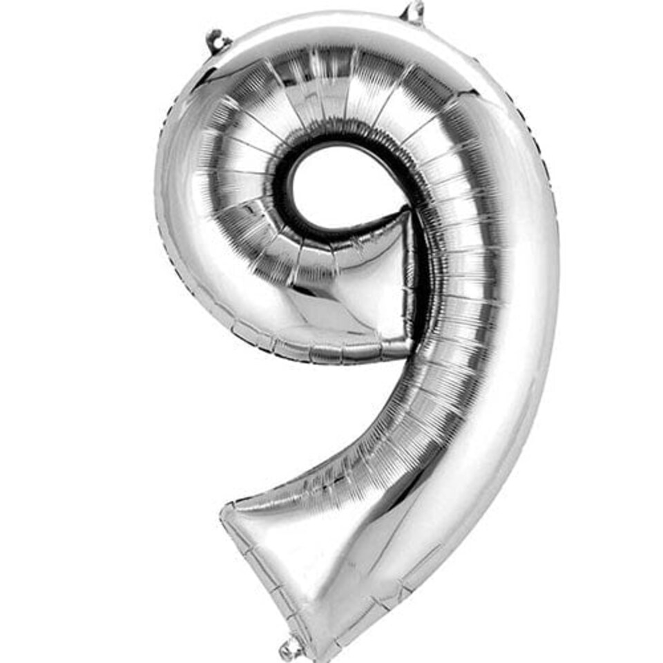 Silver Number 9 Air Fill Foil Balloon 40cm / 16 in