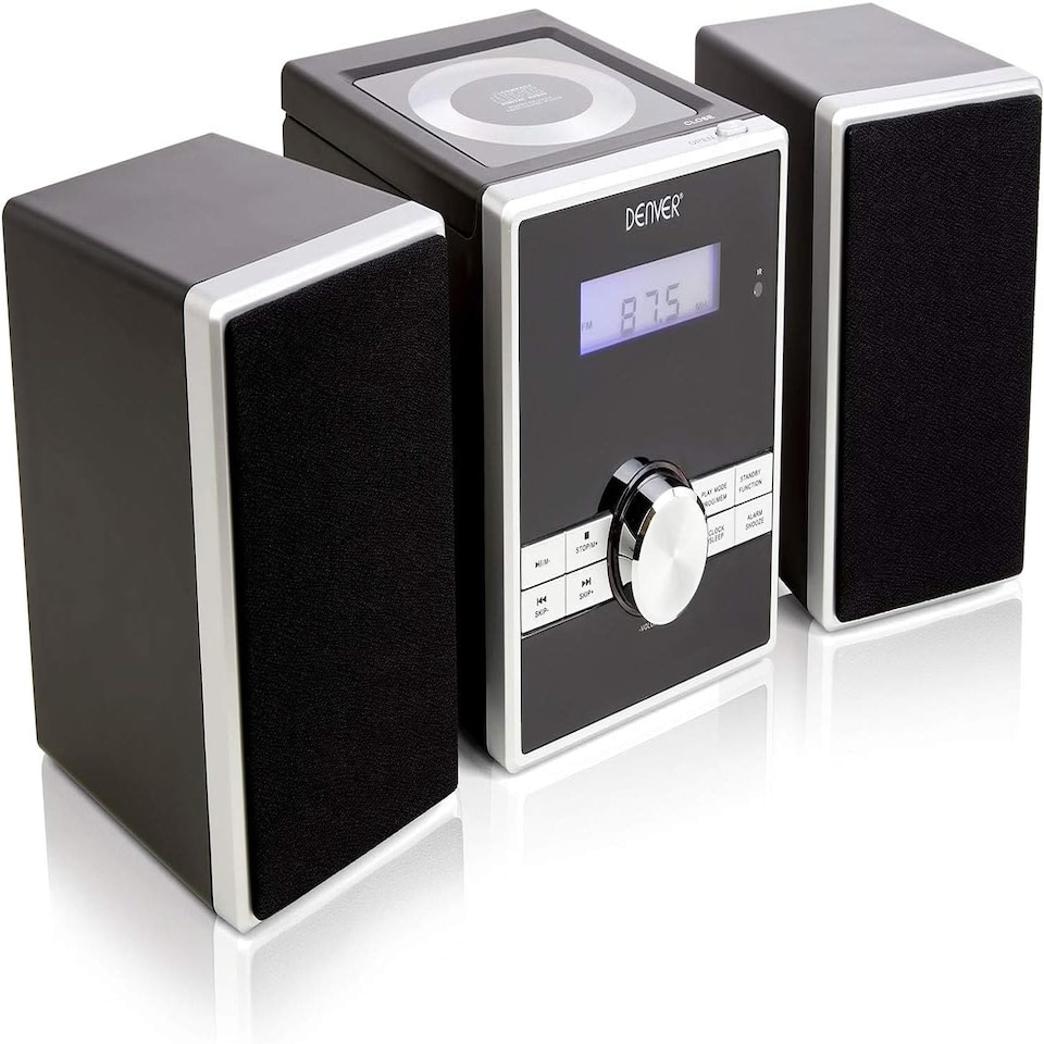 image 1 of Mini HiFi System CD Player For Home With Speakers - CD Micro System Mains Operated with FM Radio, Clock Radio Alarm, Snooze & Sleep, AUX IN, Remote Control