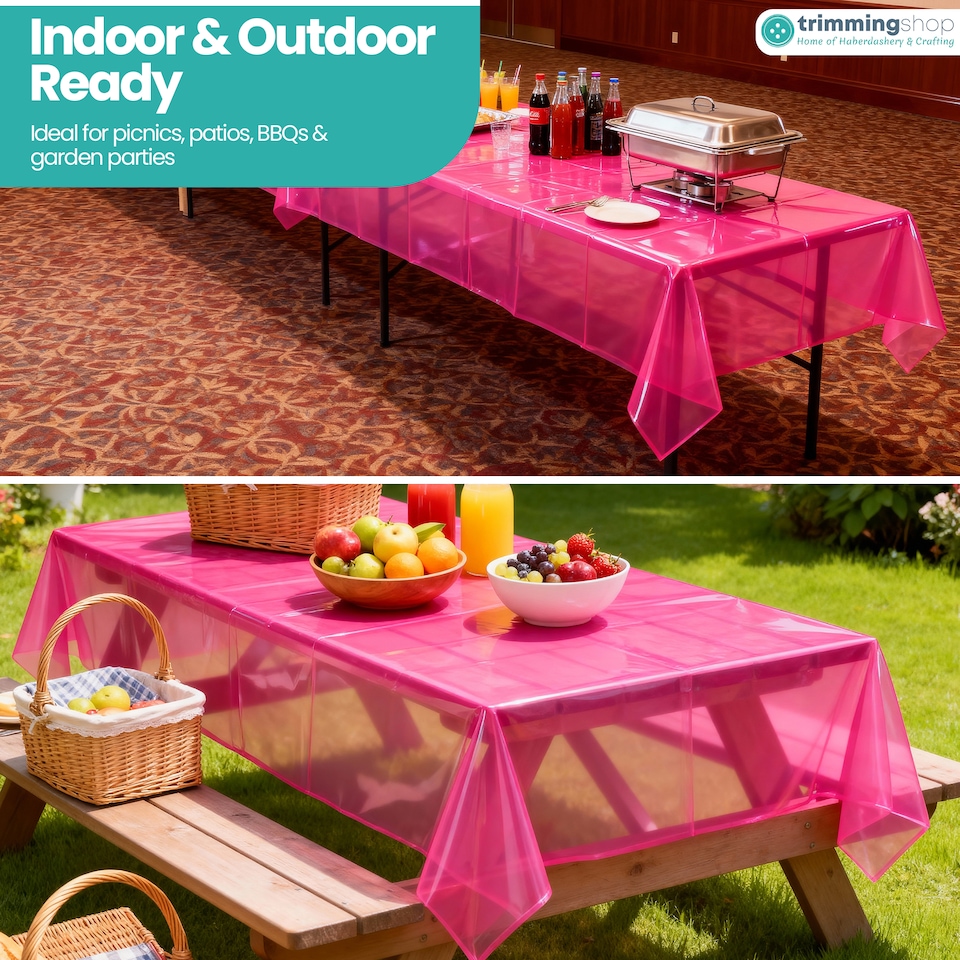 image 1 of Disposable Plastic Table Cover, Table Liner - 54" x 108"