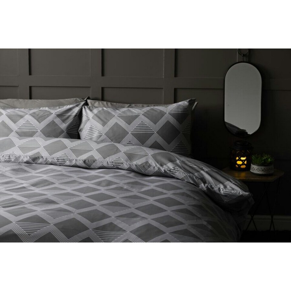 image 1 of Belledorm Maddox Chevron Duvet Cover Set - Grey - Superking