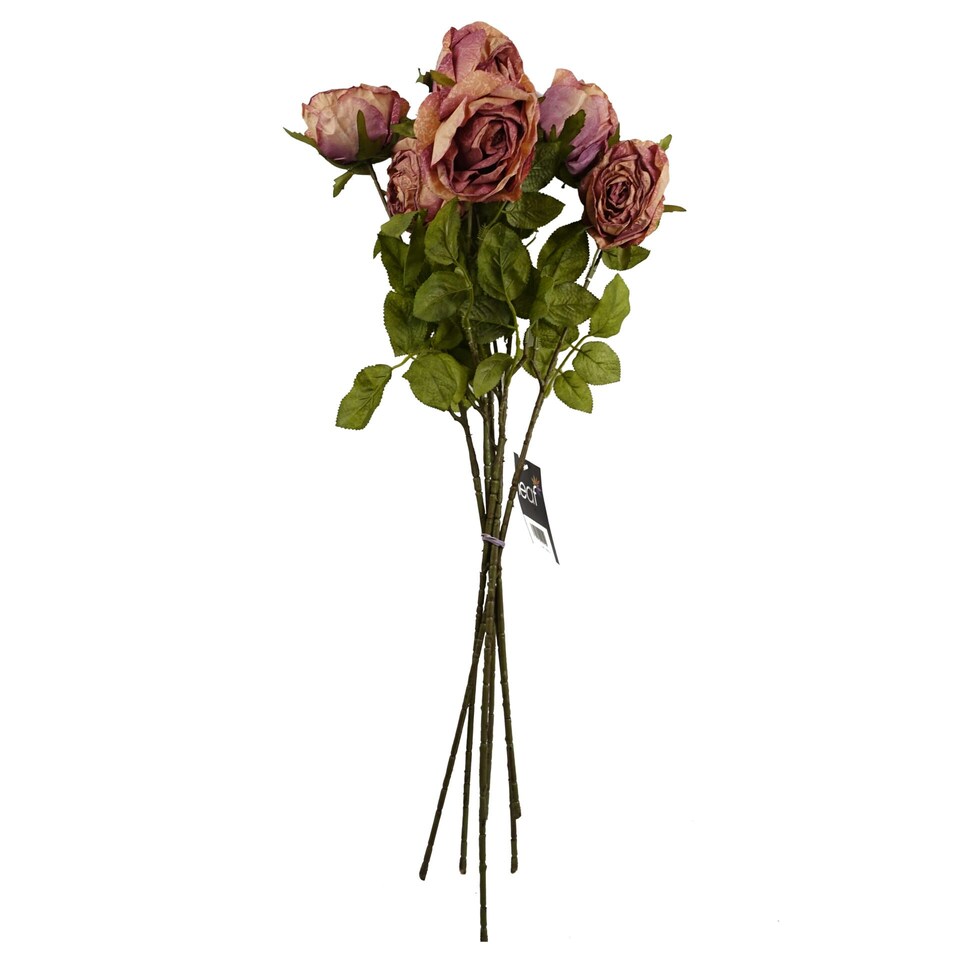 image 1 of Pack of 6 x 70cm Artificial Dark Pink Rose