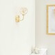 image 3 of ValueLights Chessy Ribbed Glass Globe Shade Gold Stem Wall Light