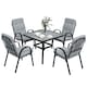 image 1 of Outsunny Garden Dining Set, Glass Table w/ Umbrella Hole Grey