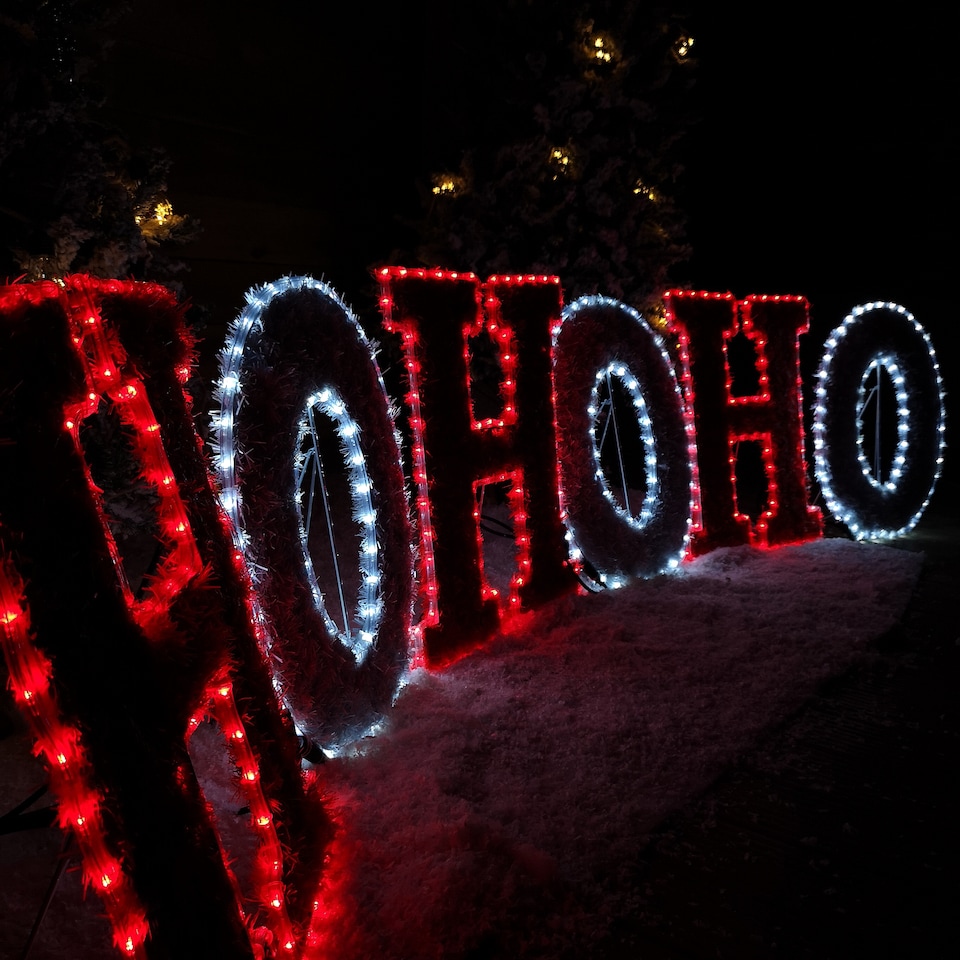 image 1 of 3m x 60cm LED Tinsel HO HO HO Christmas Sign Decoration with 504 Red and White LEDs