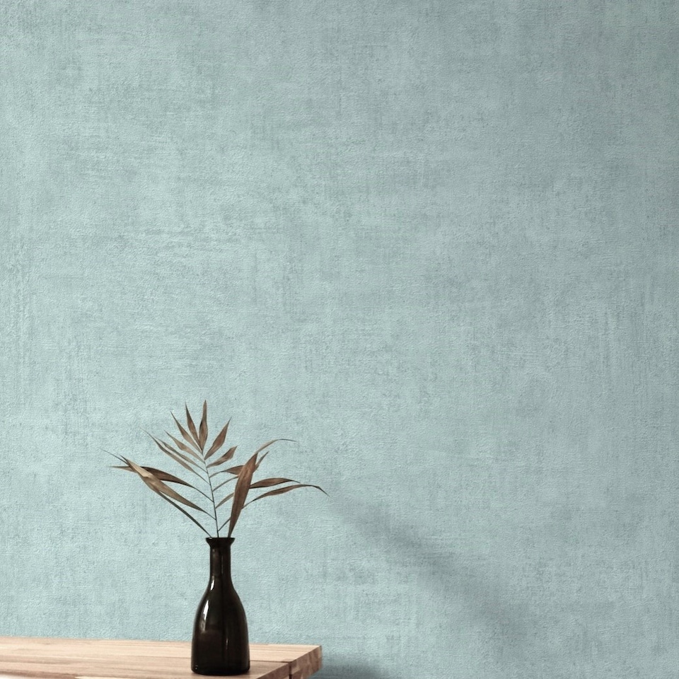 image 1 of Grandeco Annabella Distressed Plaster Textured Wallpaper, Aqua | Blue | Aqua | 5.32