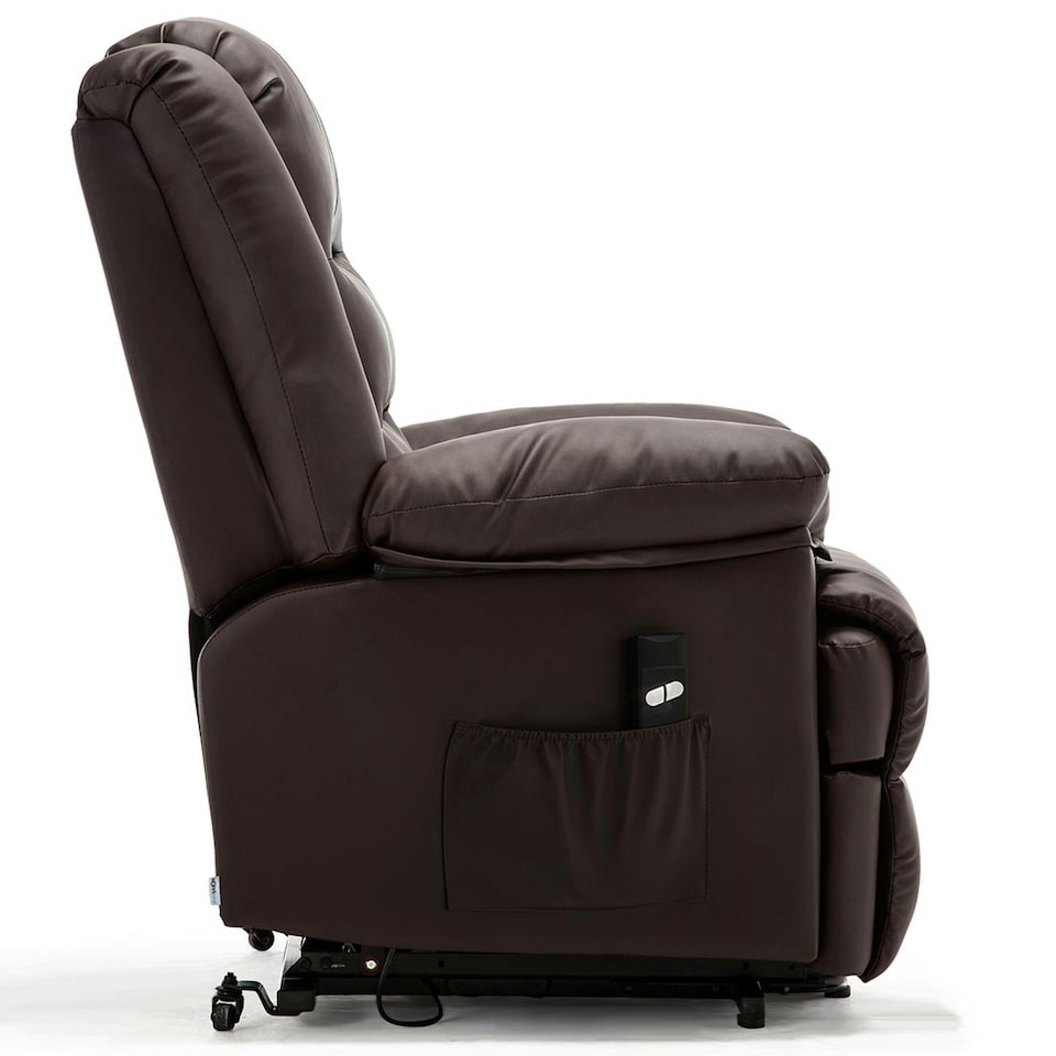 image 1 of Loxley Single Motor Electric Rise Recliner Bonded Leather Lift Chair (Brown)