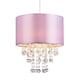image 2 of Modern Lilac Satin Fabric Pendant Light Shade with Transparent Acrylic Droplets | Purple