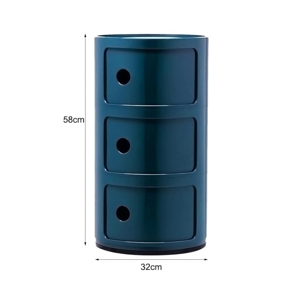 image 1 of Living and Home Cylindrical Plastic Storage Unit - Blue | Blue